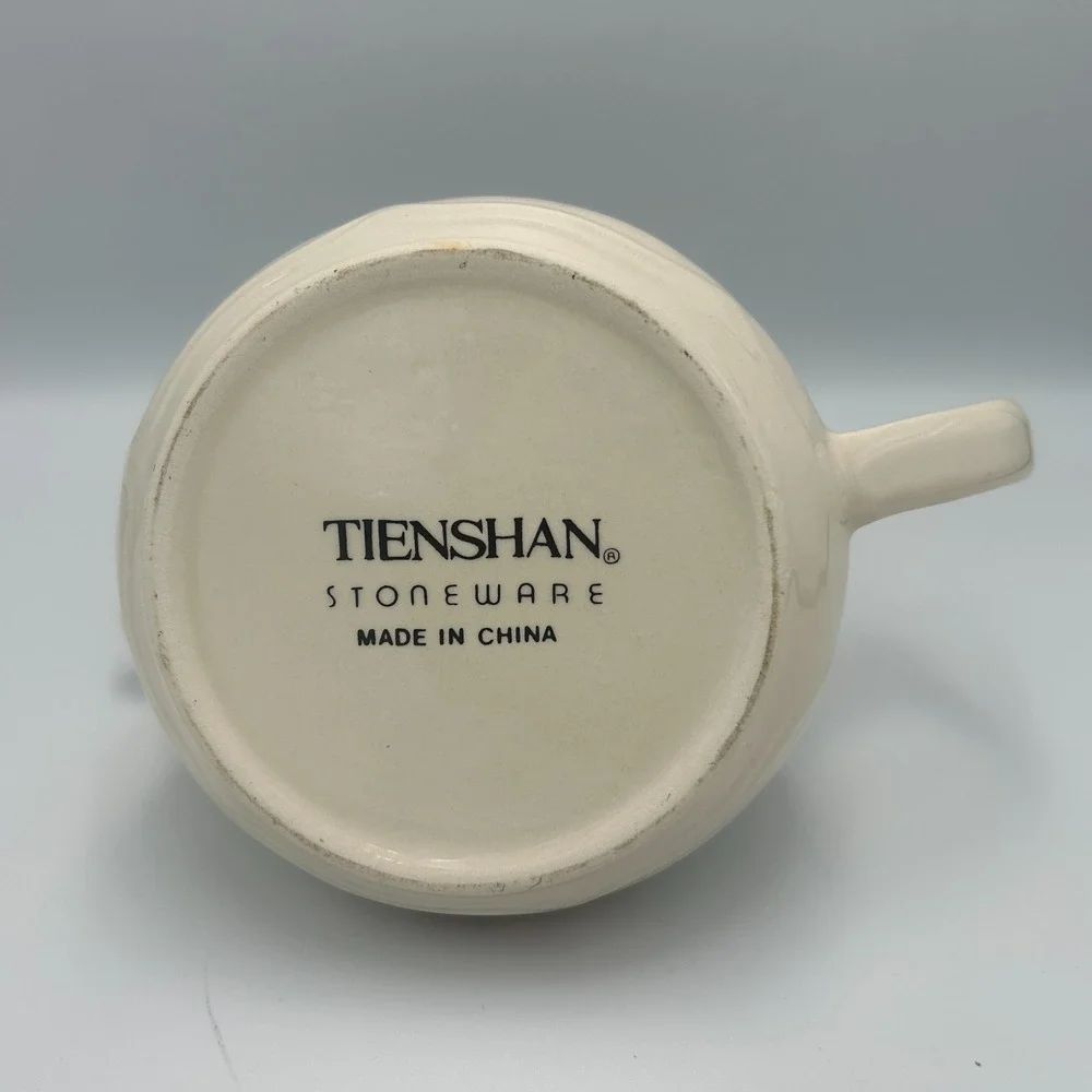 Vintage Tienshan Stoneware Country Bear Cottage Gravy Boat Pitcher Granny 80s